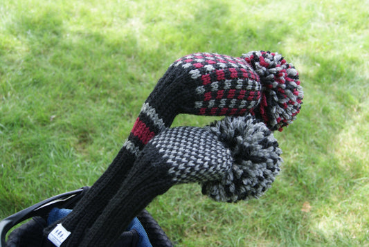 plaid knit golf club covers