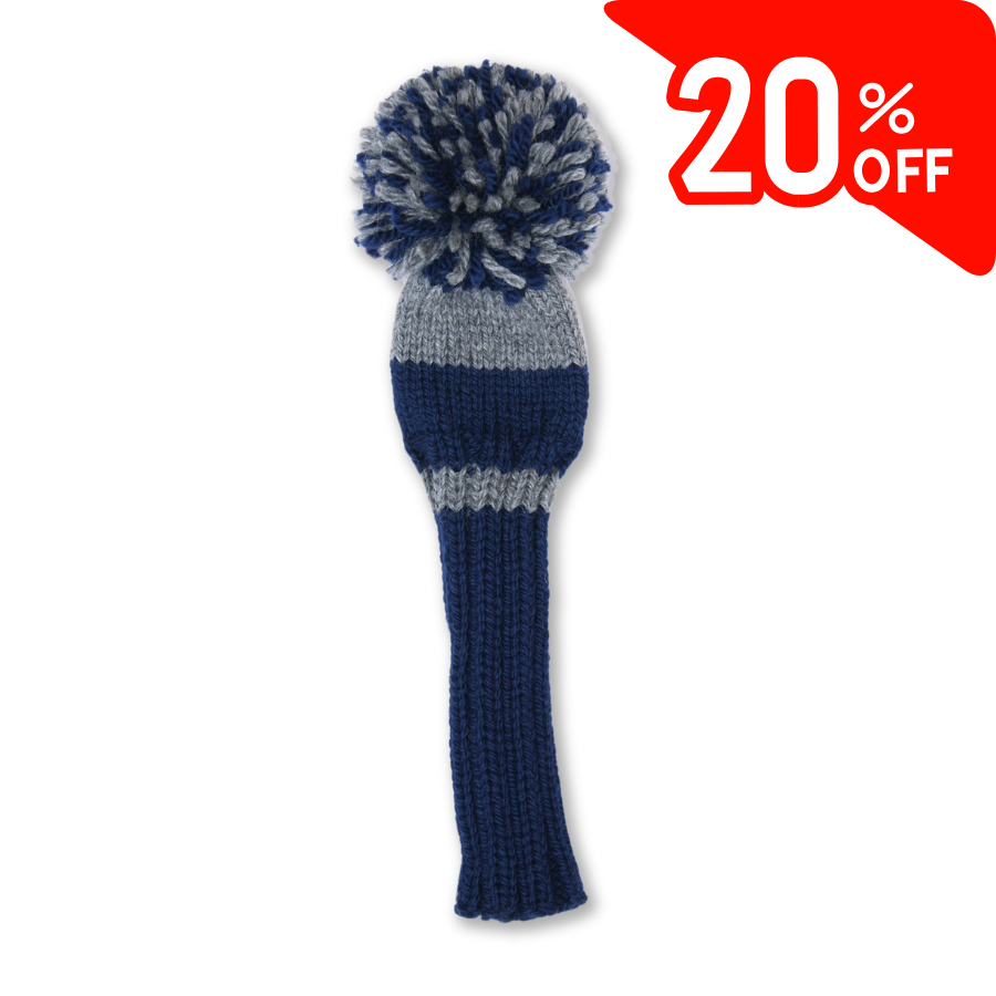 Broad Stripe Knit Fairway Wood Headcover (Navy/Grey)