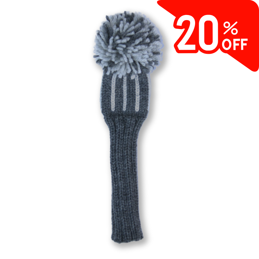Vertical Stripes Knit Fairway Wood Headcover (Dark Grey/Grey)