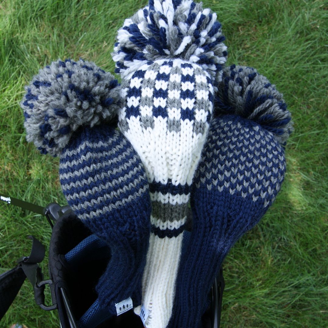 Checkered Pattern Custom Knit Golf Club Headcover