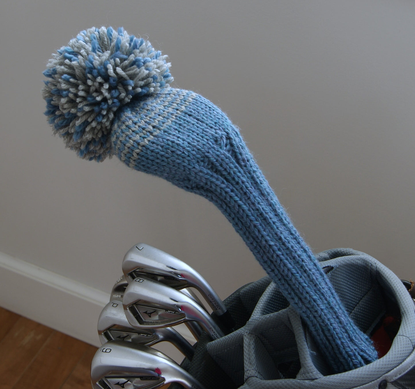 4 Stripes Knit Fairway Wood Headcover (Blue Heather/Grey)