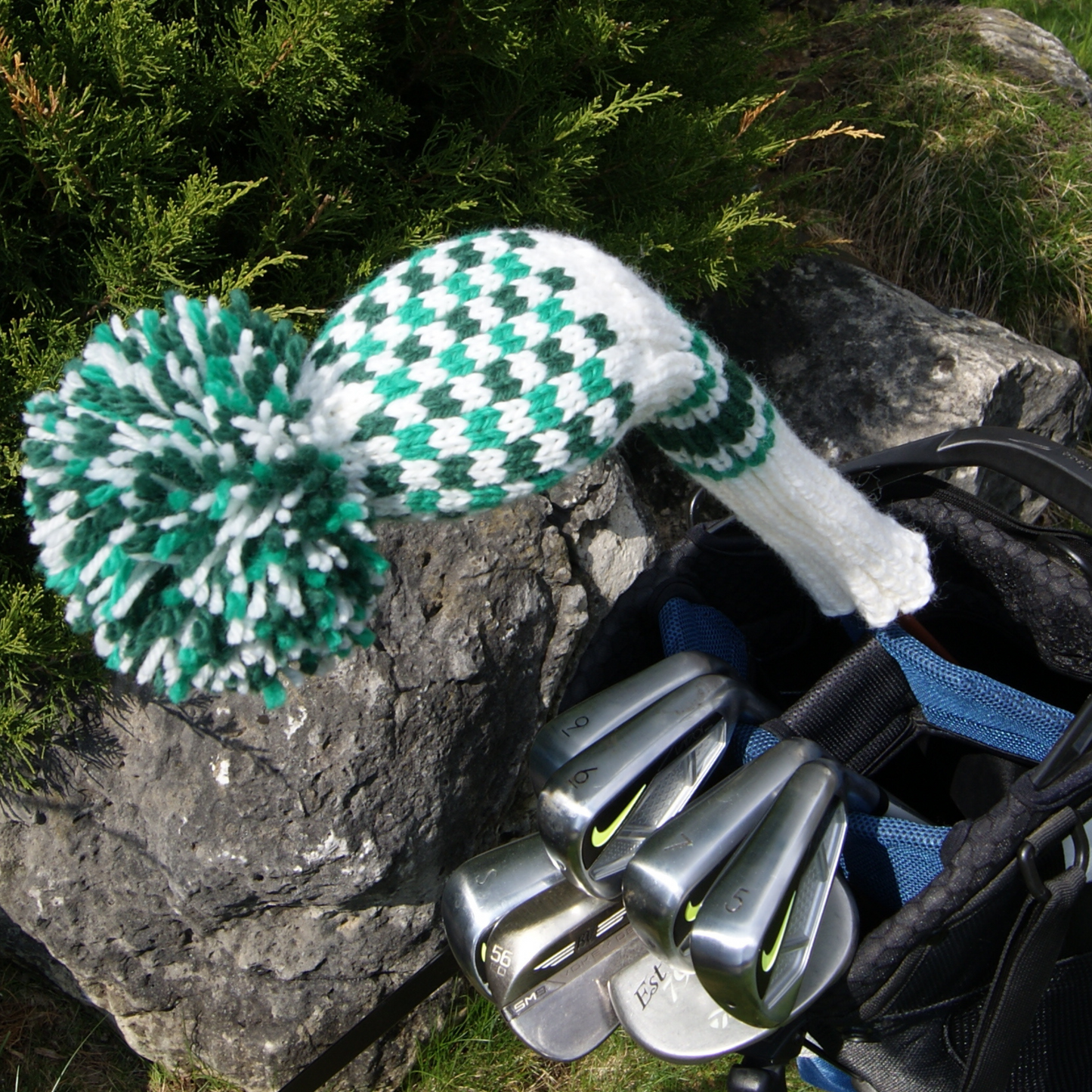 Checkered Pattern Custom Knit Golf Club Headcover