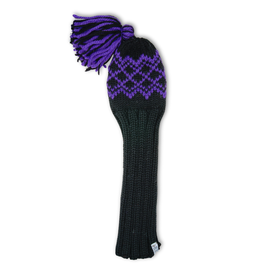 Driver Cover - Argyle Pattern (black and grape purple)