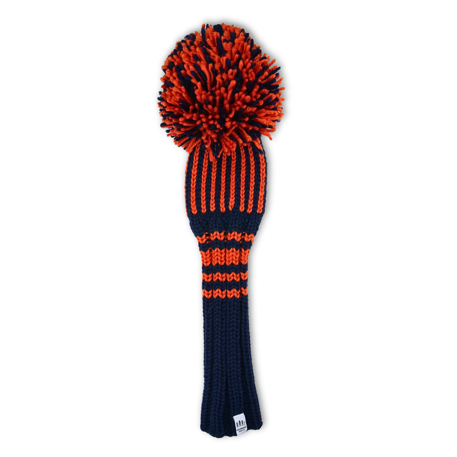 Vertical Stripes Knit Fairway Wood Headcover (Navy/Orange)