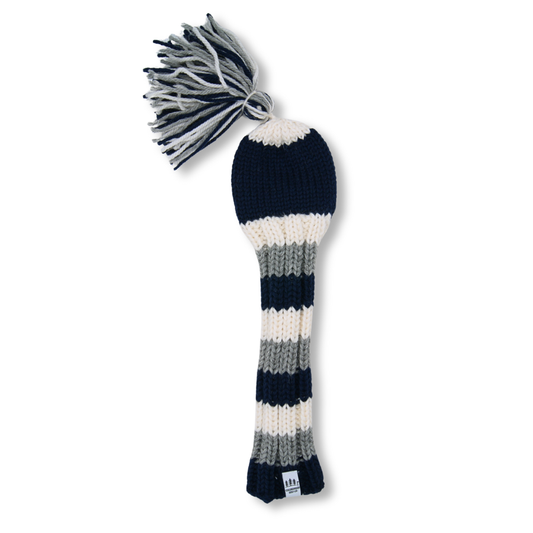 Fairway Wood Cover - Varsity Stripes (Navy/White/Grey) with Tassel
