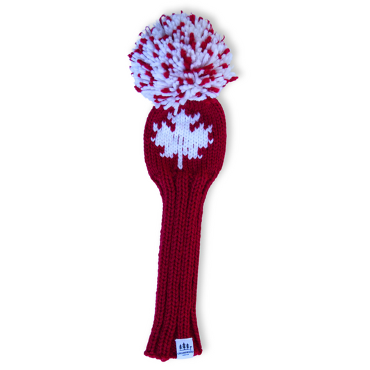 Maple Leaf Knit Fairway Wood Headcover (Red/White)