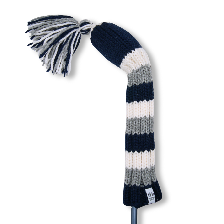 Fairway Wood Cover - Varsity Stripes (Navy/White/Grey) with Tassel