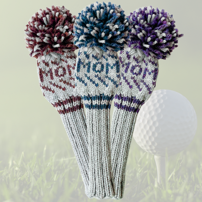 Monogram Diagonal Stripe Custom Knit Headcover - 3 Letters/Numbers